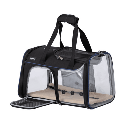 Negro y Azul Marino Freedog Transportín Transparente JFK 49x29x29cm para Perros y Gatos FREEDOG Mascotas-Ávila
