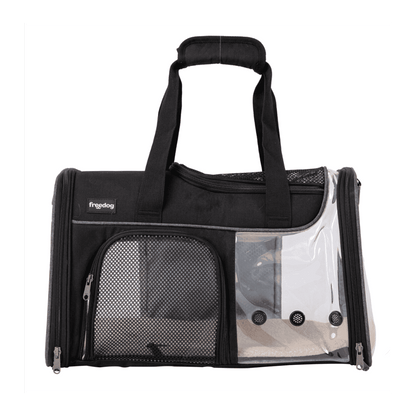 Negro y Gris Freedog Transportín Transparente JFK 49x29x29cm para Perros y Gatos FREEDOG Mascotas-Ávila