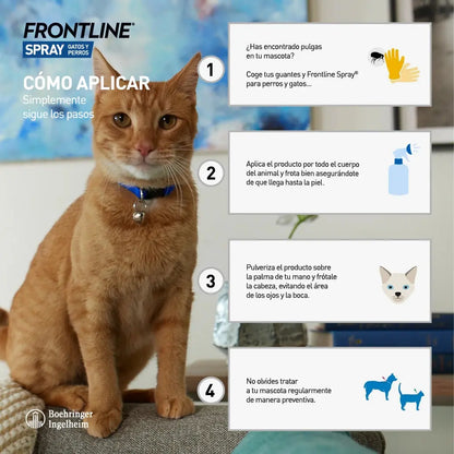 Frontline Spray Antiparasitario para Perros y Gatos | Elimina Pulgas, Garrapatas y Piojos BOEHRINGER Mascotas-Ávila