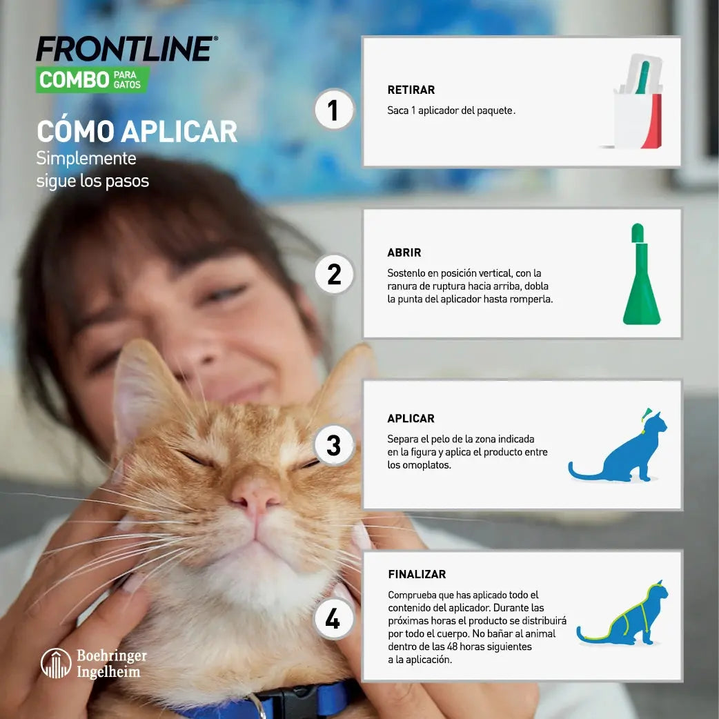 Frontline® Combo Antiparasitario Spot On para Gatos 3 Pipetas BOEHRINGER Mascotas-Ávila