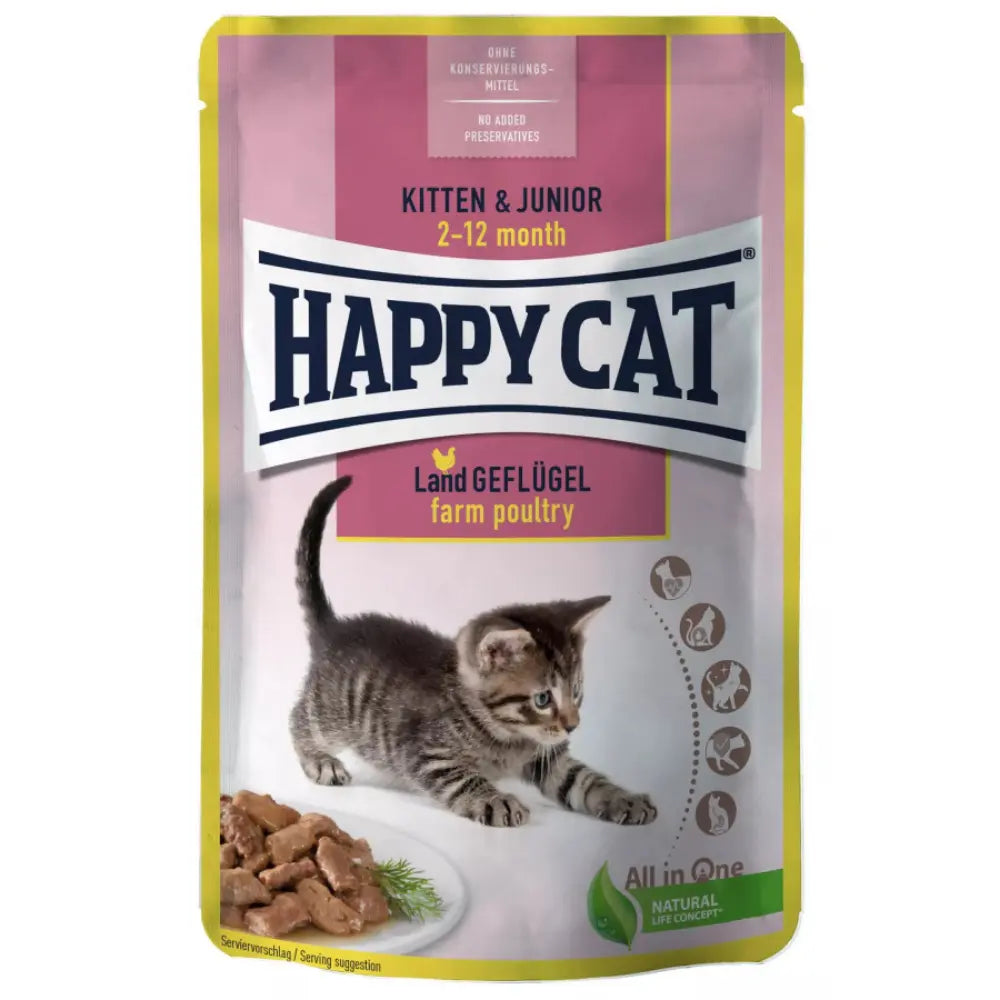 Happy Cat Kitten y Junior Land-geflügel Pouch 85 g (Ave de Corral) Happy Cat Mascotas-Ávila