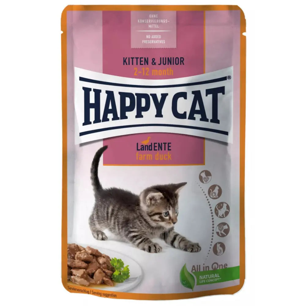 Happy Cat Kitten y Junior Landente Pouch 85 g (Pato) Happy Cat Mascotas-Ávila