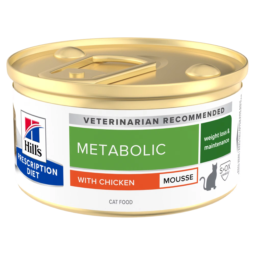 Hill's Prescription Diet Feline Metabolic Mousse Pollo Comida Húmeda para Gatos 85g (Control de Peso) HILLS Mascotas-Ávila
