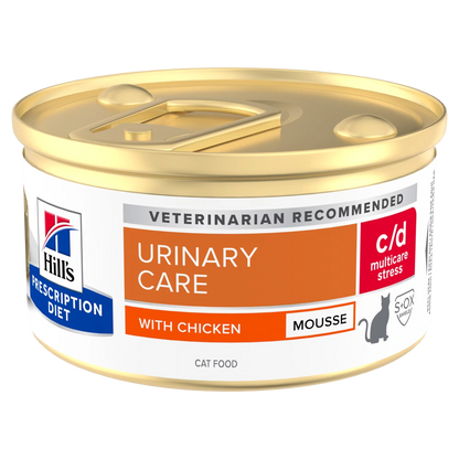 Hill's Prescription Diet Feline c/d Multicare Stress Mousse Comida Húmeda para Gatos 85g (Enfermedad Urinaria) HILLS Mascotas-Ávila