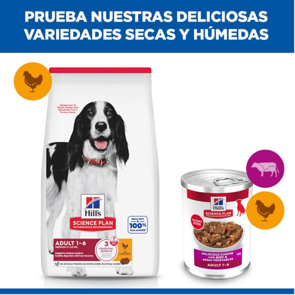 Hill's Science Plan Adult Estofado con Vacuno y Verduras Lata Húmeda para Perros HILLS Mascotas-Ávila