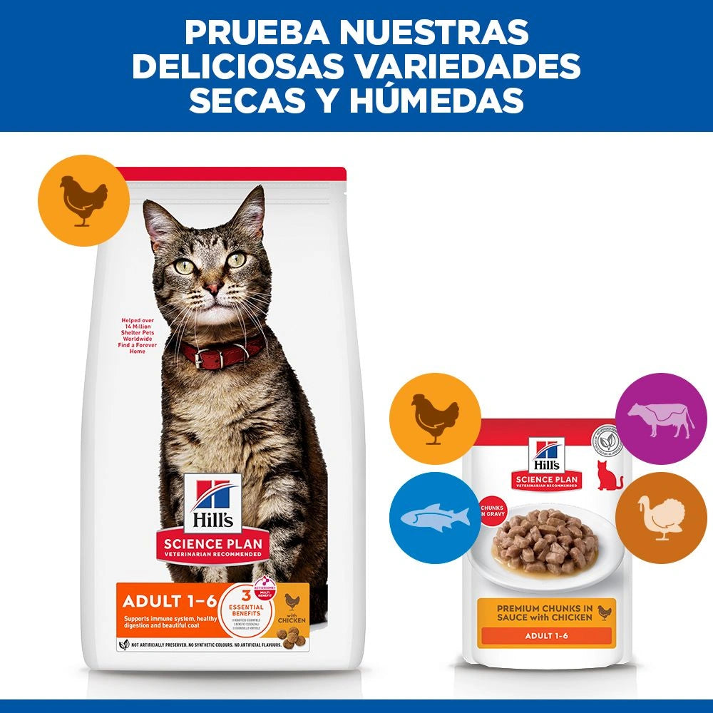 Hill's Science Plan Adult Pollo 300 g Pienso para Gatos HILLS Mascotas-Ávila