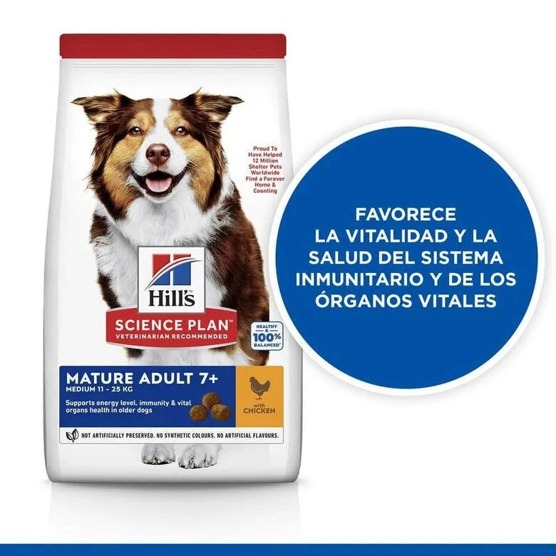 Hill's Science Plan Mature Adult 7+ Medium Pollo Pienso para Perros HILLS Mascotas-Ávila