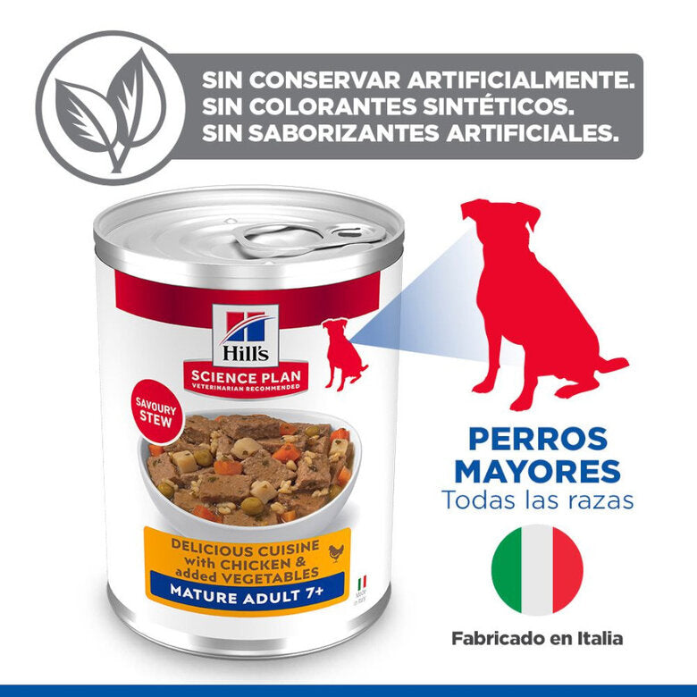 Hill's Science Plan Mature Adult Estofado con Pollo y Verduras Lata Húmeda para Perros HILLS Mascotas-Ávila