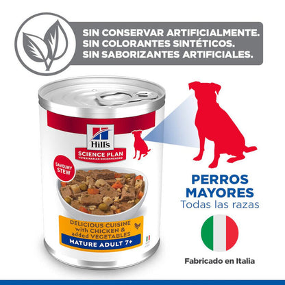 Hill's Science Plan Mature Adult Estofado con Pollo y Verduras Lata Húmeda para Perros HILLS Mascotas-Ávila