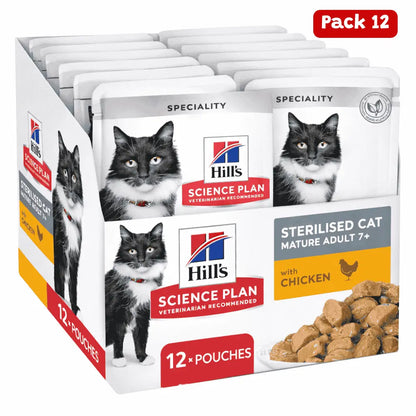 Hill's Science Plan Sterilised Mature Adult Pack 12x85 g Húmeda para Gatos HILLS Mascotas-Ávila