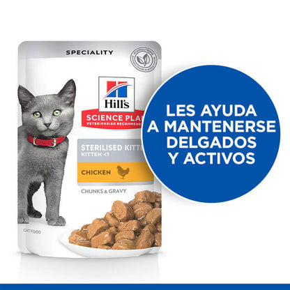Hill's Science Plan Sterilized Kitten Pollo Pack 12x85g Húmeda para Gatos HILLS Mascotas-Ávila