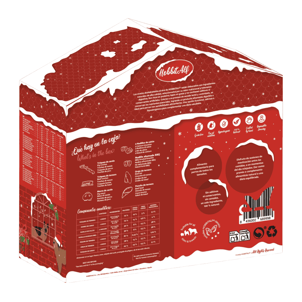 Hobbit Alf Caja Regalo Navidad Christmas Dog Paradise | Snacks Naturales para Perros HOBBIT.ALF Mascotas-Ávila