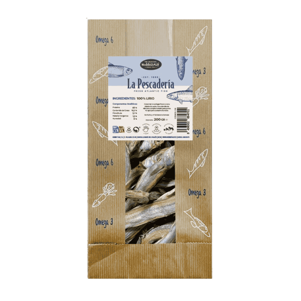 Hobbit La Pescadería 200 g Snack 100% Natural para Perros HOBBIT.ALF Mascotas-Ávila