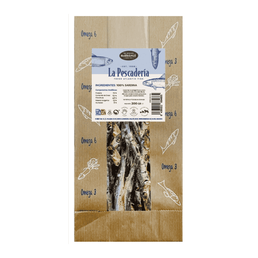 Sardina Hobbit La Pescadería 200 g Snack 100% Natural para Perros HOBBIT.ALF Mascotas-Ávila