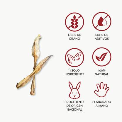 Hobbitalf Orejas de Liebre 3 uds Snack Natural para Perros HOBBITALF Mascotas-Ávila