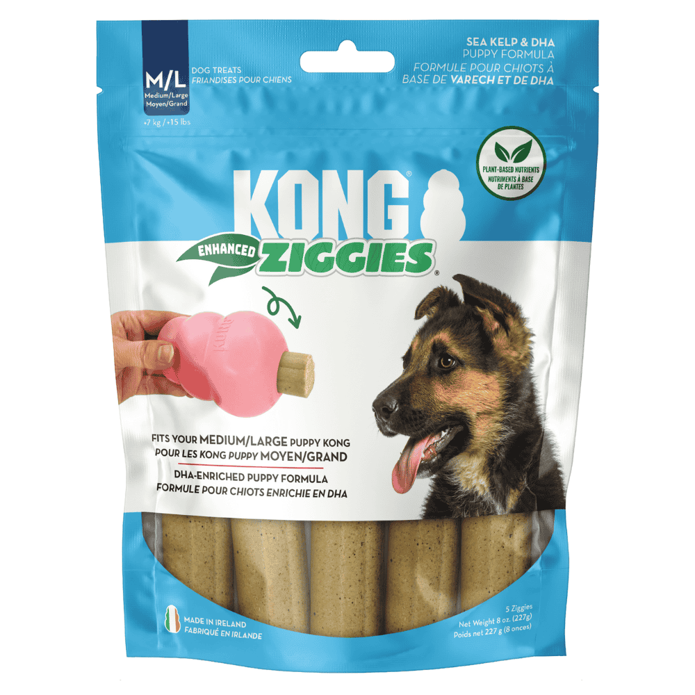 Puppy M/L 227 g Kong Ziggies Enhanced Snack para Perros Adultos y Cachorros KONG Mascotas-Ávila