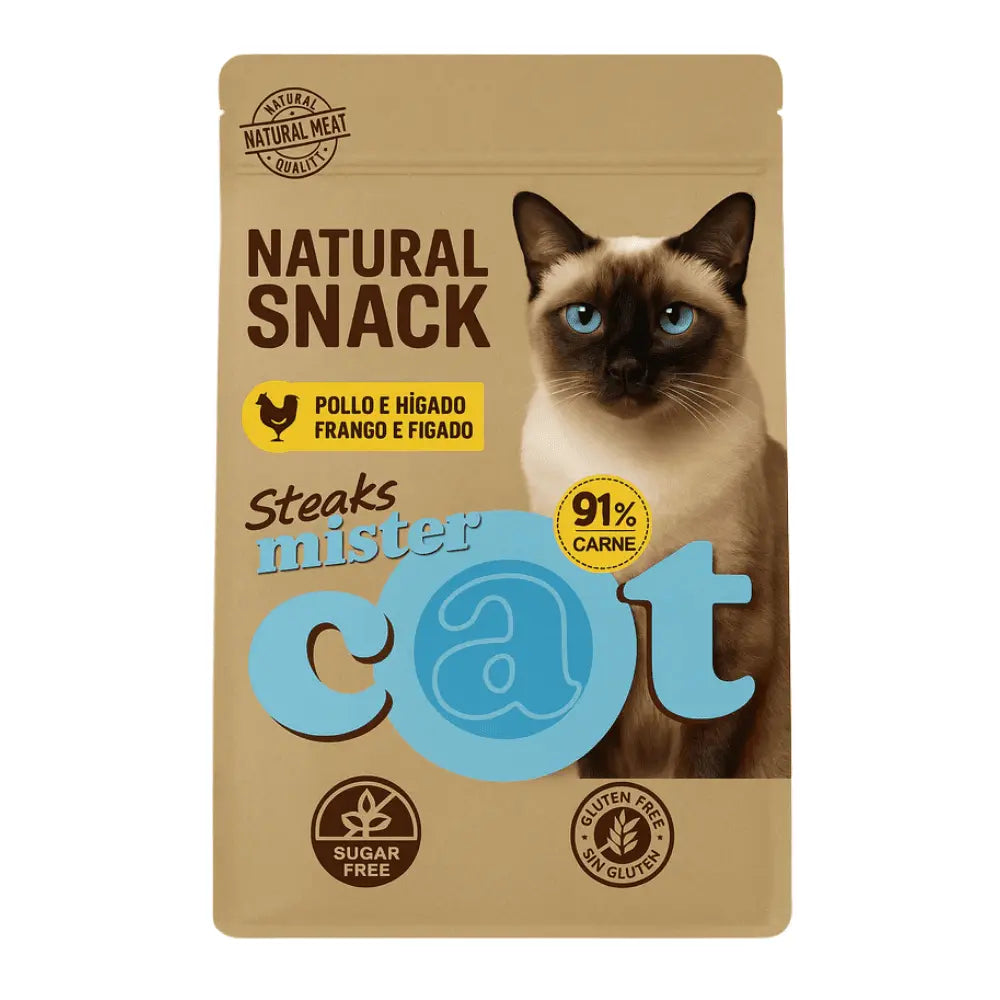 Pollo e Hígado Mister Cat Snack Natural Steaks para Gatos 35 g MISTER CAT Mascotas-Ávila