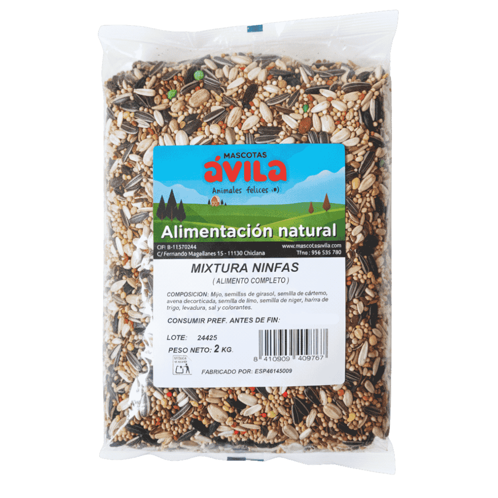 Mixtura Alimentación Natural para Agapornis y Ninfas Sinfonia Bolsa 2 kg SINFONIA Mascotas-Ávila