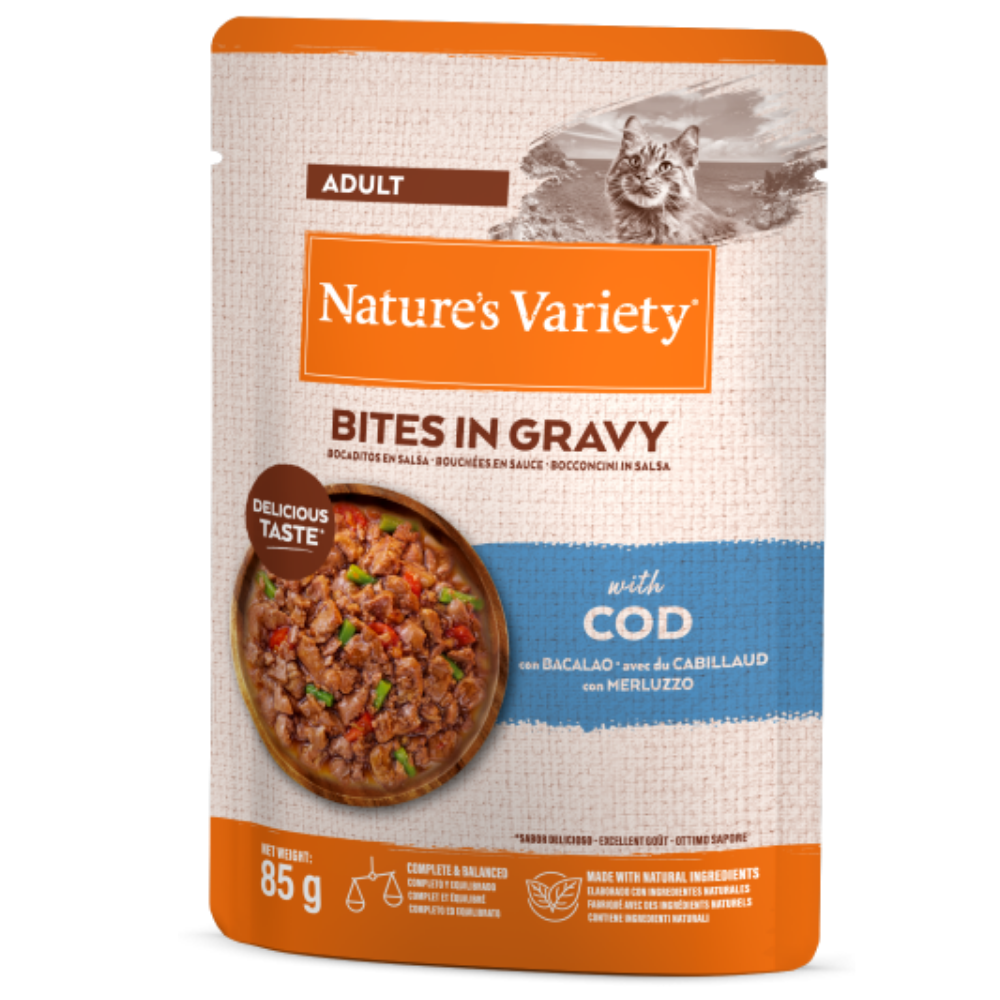 Nature'S Variety Bocaditos en Salsa Bacalao 85gr Húmeda para Gatos NATURE'S VARIETY Mascotas-Ávila