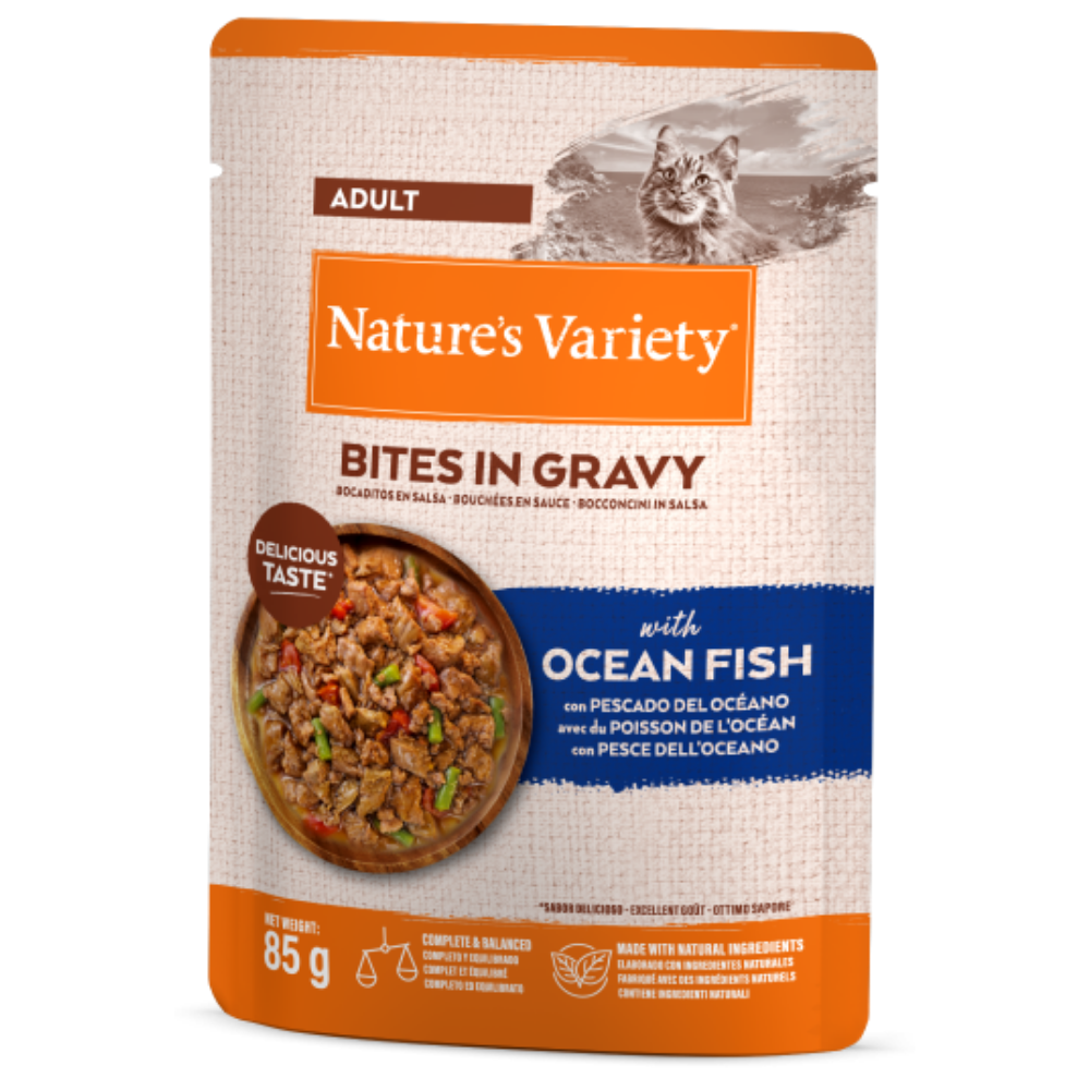 Nature'S Variety Bocaditos en Salsa Ocean Fish 85gr Húmeda para Gatos NATURE'S VARIETY Mascotas-Ávila