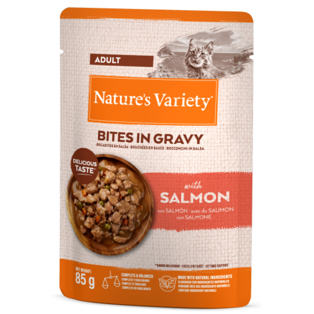 Nature'S Variety Cat Bocaditos en Salsa con Salmón 85 g NATURE'S VARIETY Mascotas-Ávila