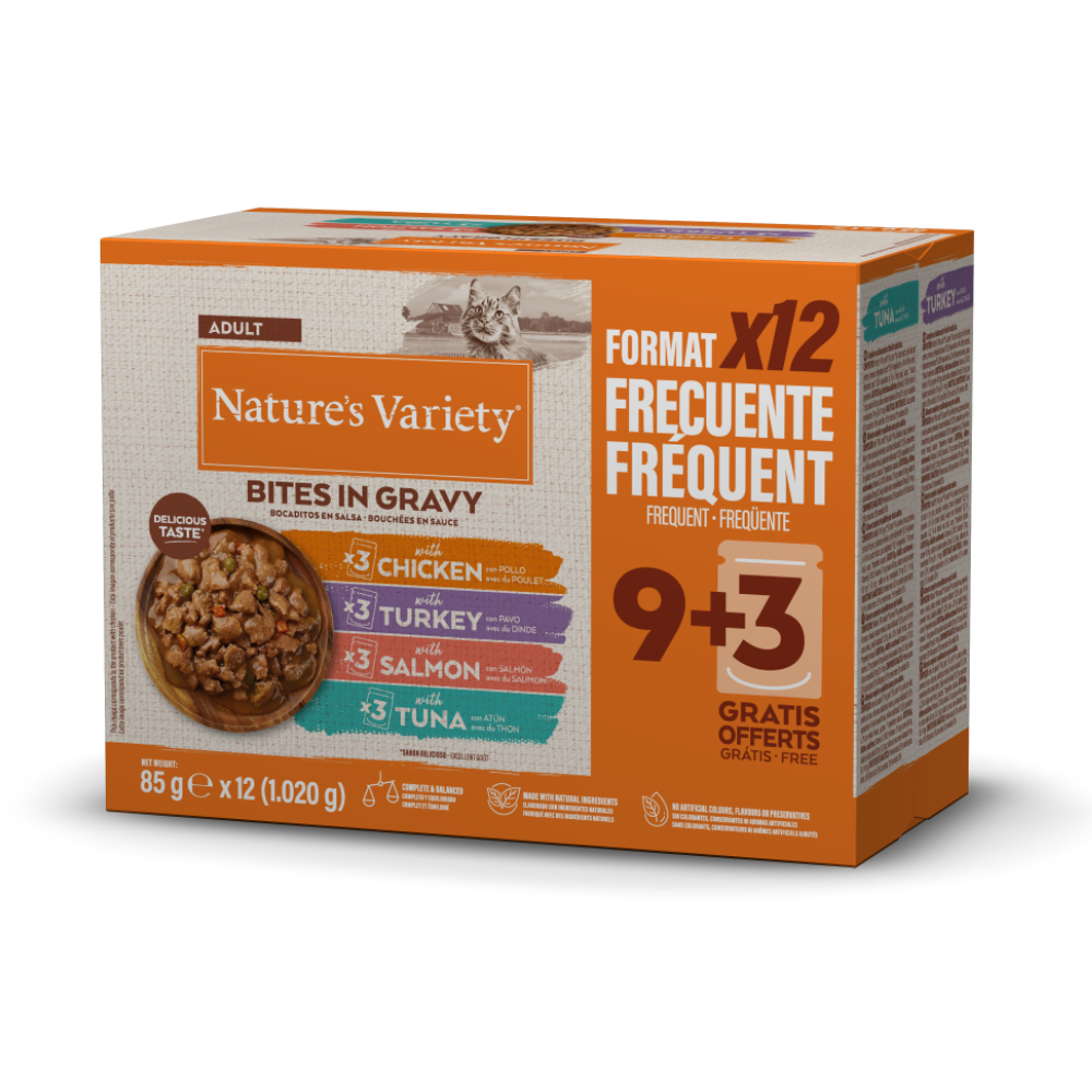 Nature'S Variety Cat Pack 12 Bocaditos en Salsa Surtido de Sabores 85 g NATURE'S VARIETY Mascotas-Ávila