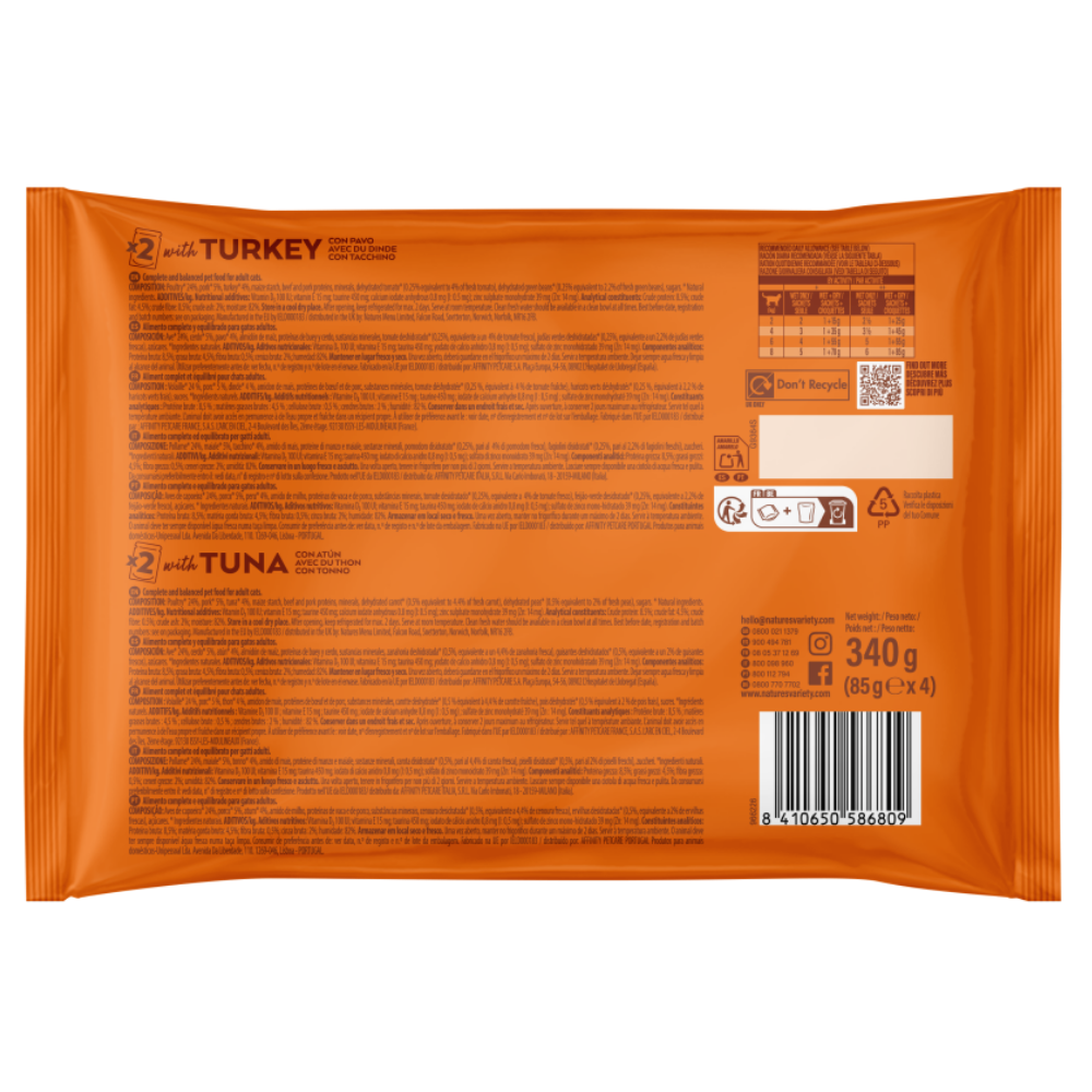 Nature'S Variety Cat Pack 4 Bocaditos en Salsa con Pavo y Atún 85 g NATURE'S VARIETY Mascotas-Ávila