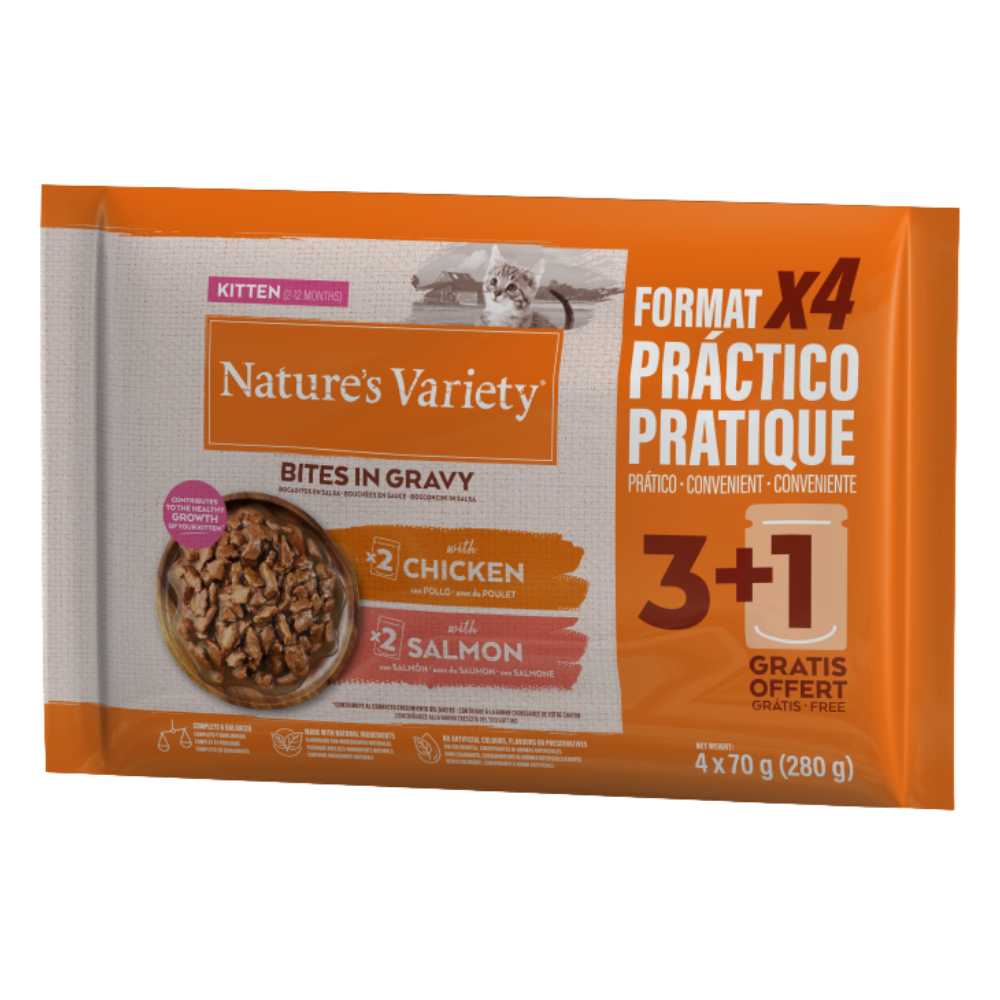 Nature'S Variety Cat Pack 4 Bocaditos en Salsa con Pollo y Salmón 85 g NATURE'S VARIETY Mascotas-Ávila
