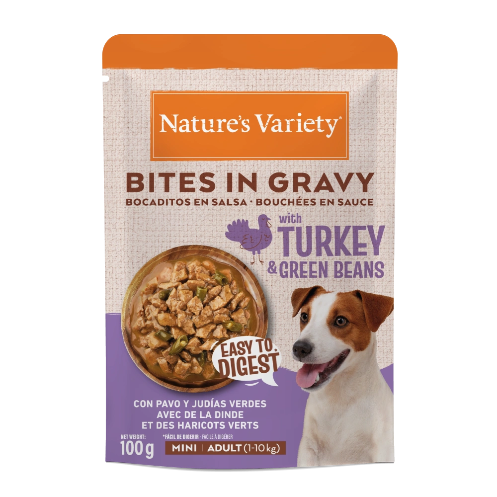 Nature's Variety Bocaditos en Salsa Pavo y Judías Verdes Comida Húmeda para Perros Mini NATURE'S VARIETY Mascotas-Ávila