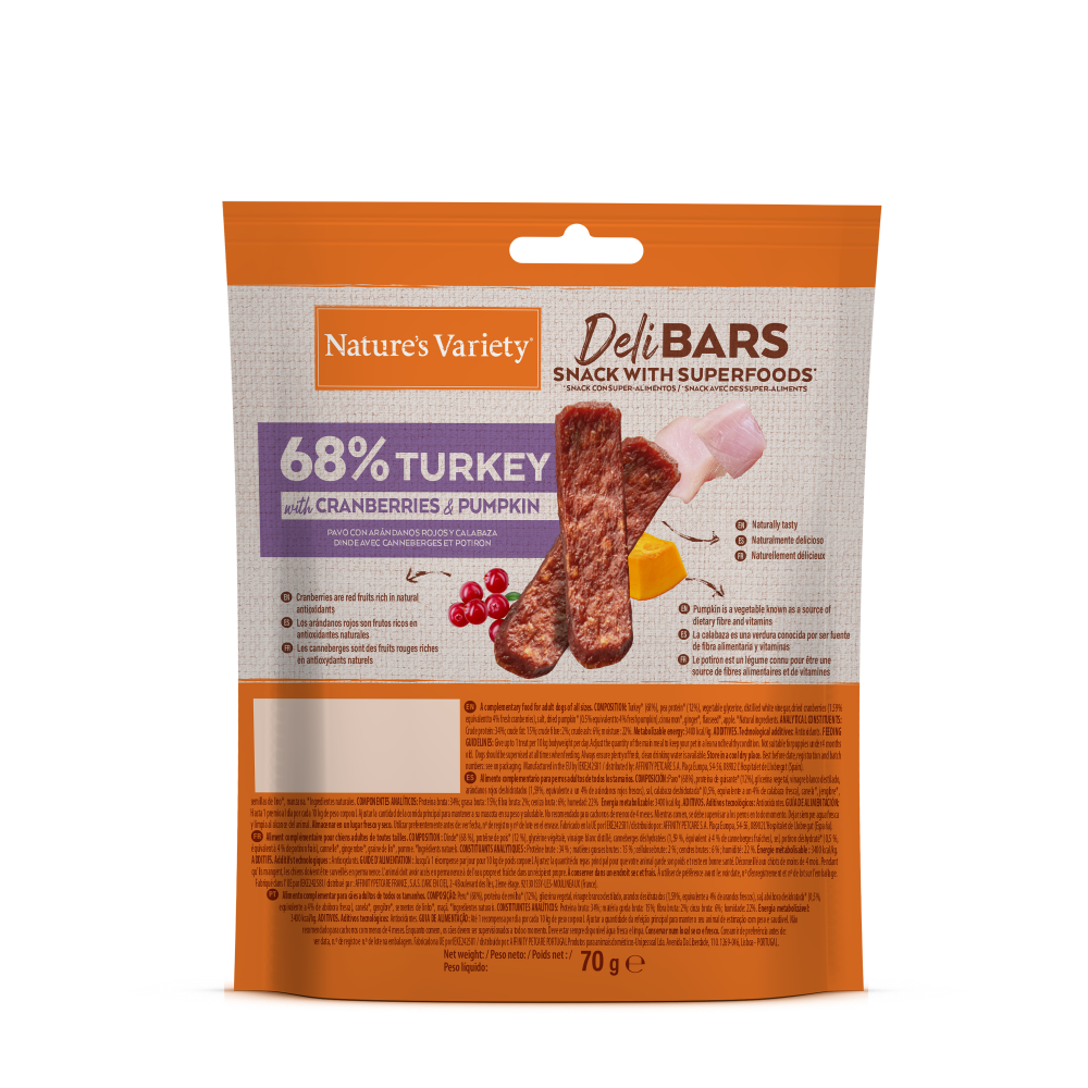 Nature's Variety DeliBars Superfood Pavo Snack para Perros Nature's Variety Mascotas-Ávila