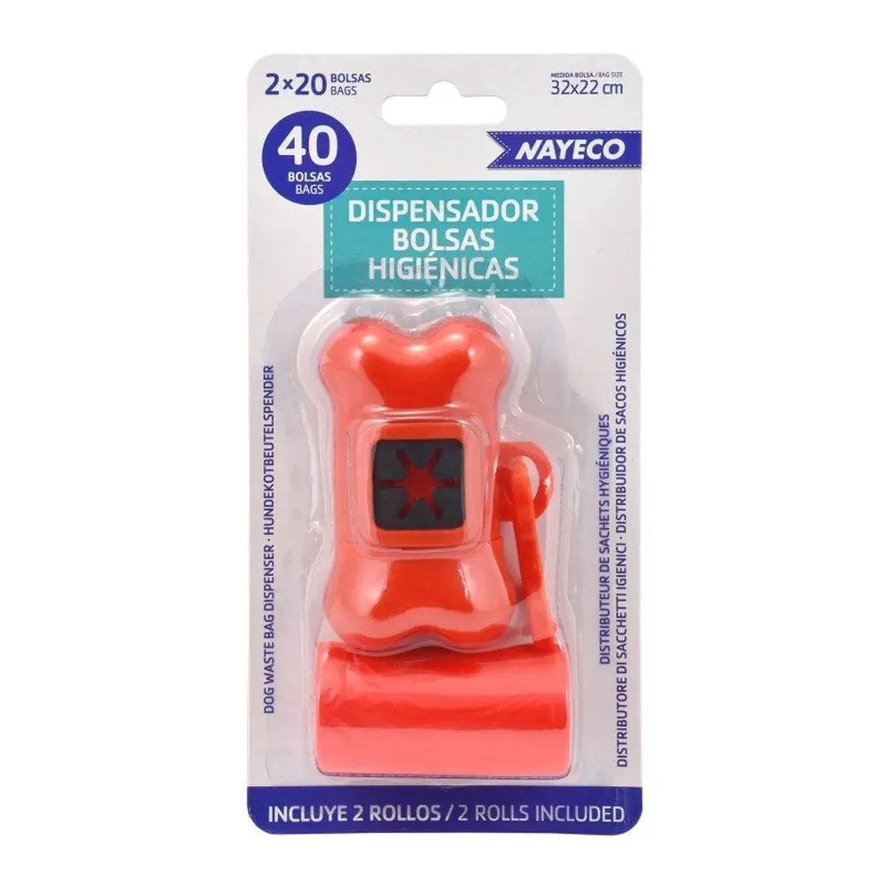 Nayeco Portabolsas Higiénicas + Pack de 2 Rollos de 20 Bolsas para Recoger Excrementos NAYECO Mascotas-Ávila