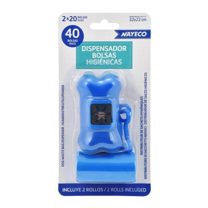 Nayeco Portabolsas Higiénicas + Pack de 2 Rollos de 20 Bolsas para Recoger Excrementos NAYECO Mascotas-Ávila