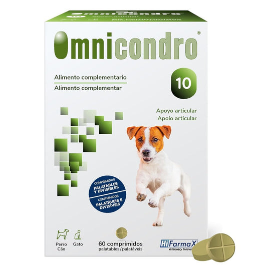 Omnicondro 10 | 60 comprimidos | Condroprotector para Perros, Gatos y Cachorros con Glucosamina y Condroitina para Articulaciones | Hifarmax HIFARMAX Mascotas-Ávila