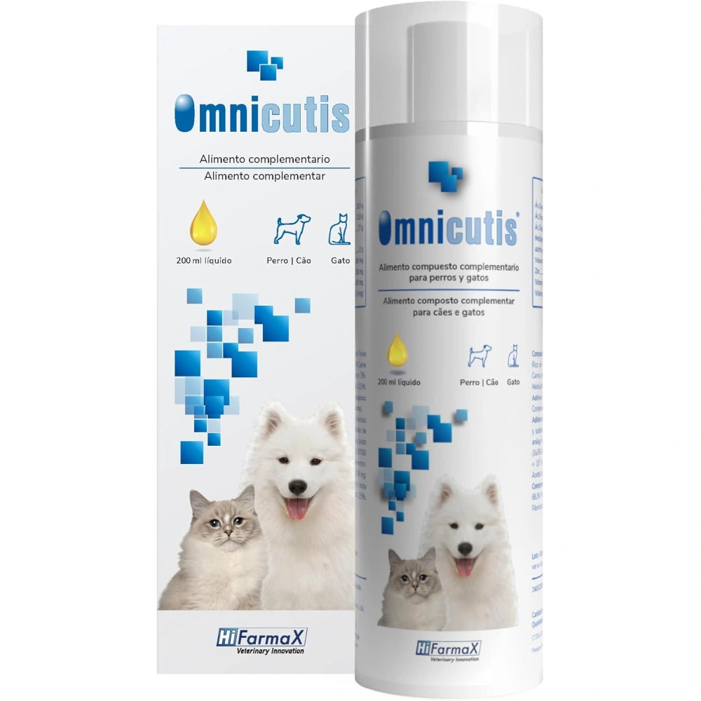 Omnicutis Líquido 200 ml Suplemento con Vitaminas, Zinc, Omega 3 y MSM para Perros y Gatos HIFARMAX Mascotas-Ávila