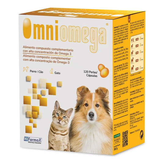 Omniomega Nutracéutico 120 cápsulas | Suplemento Alimenticio de Omega-3 para Perros y Gatos HIFARMAX Mascotas-Ávila