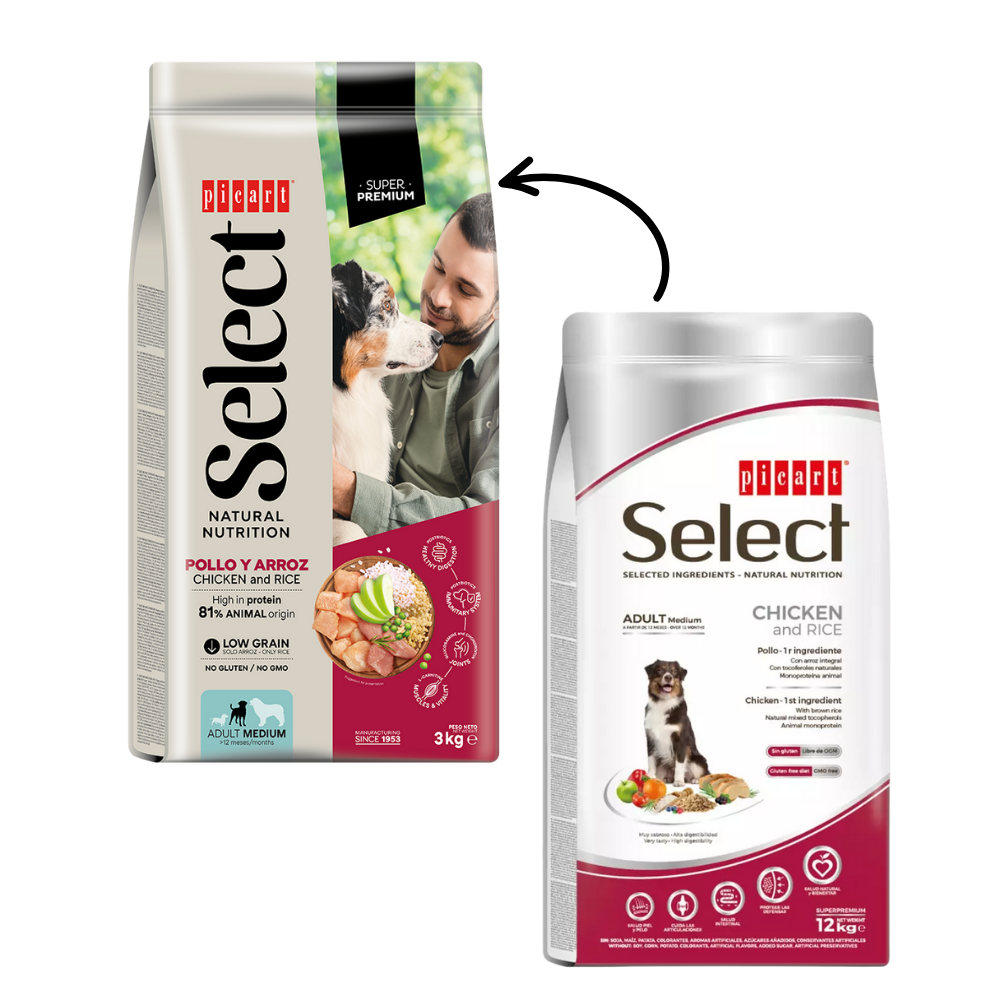 Picart Select Dog Medium Adult Chicken & Rice Pienso para Perros PICART SELECT Mascotas-Ávila