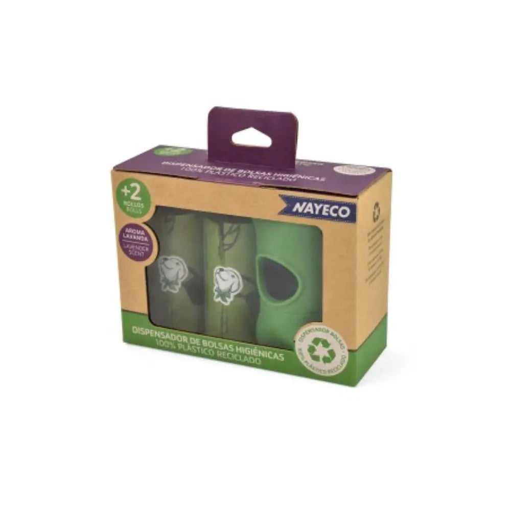 Portabolsas Higiénicas Reciclado+2 Rollos de 15 Bolsas Aroma Lavanda NAYECO Mascotas-Ávila