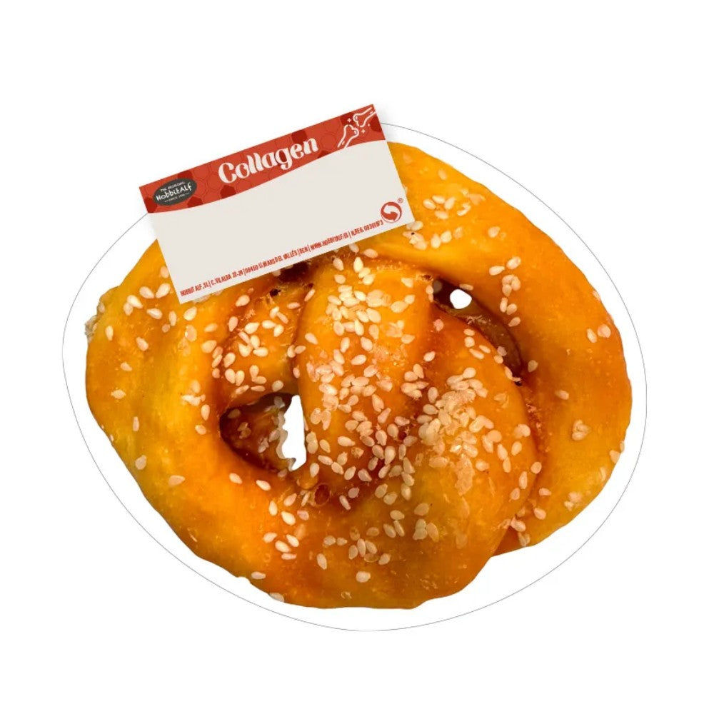 Pretzel de Colágeno con Pollo y Sésamo 10 cm - Snack para Perros Hobbit Alf HOBBIT.ALF Mascotas-Ávila