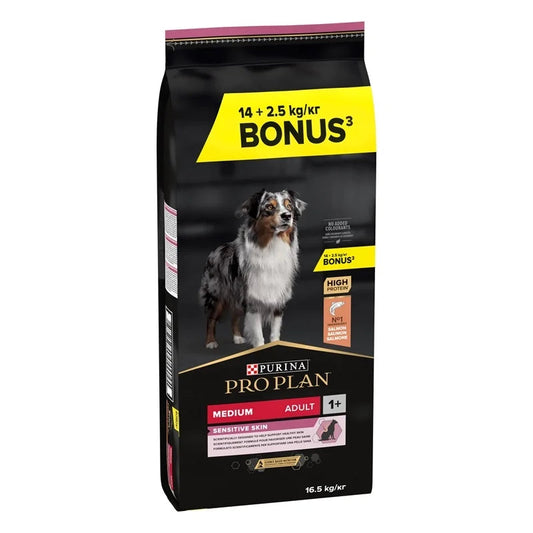 14 kg + 2,5 kg gratis Pro Plan Dog Medium Adult Sensitive Skin Salmón PRO PLAN Mascotas-Ávila
