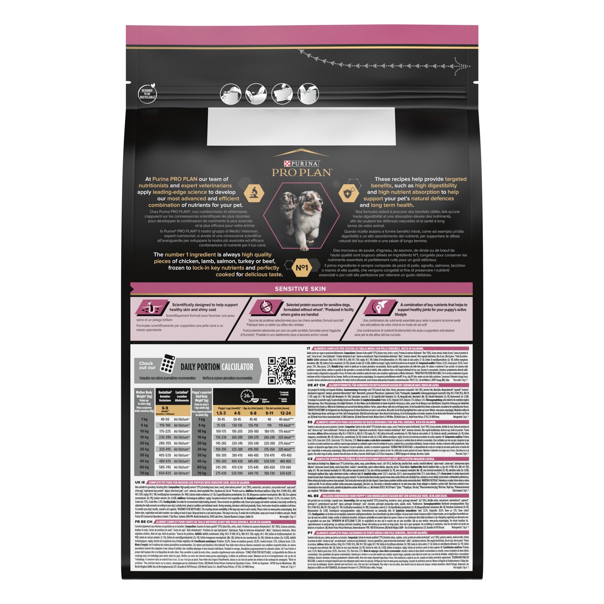 Pro Plan Dog Medium Puppy Sensitive Skin Salmón Pienso para Perros PRO PLAN Mascotas-Ávila