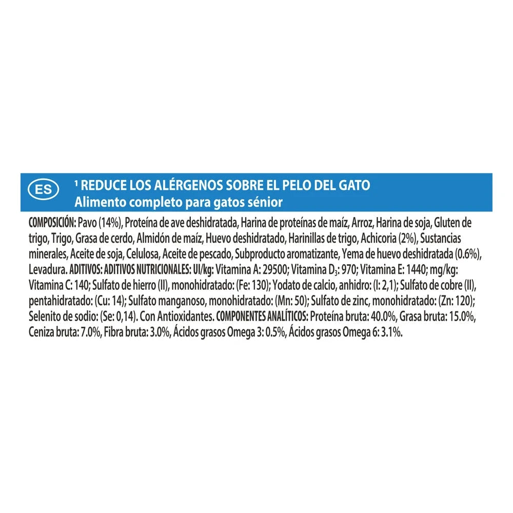 Pro Plan LiveClear Sterilised 7+ Senior Pavo Pienso Reduce Alérgenos sobre el Pelo del Gato PRO PLAN Mascotas-Ávila