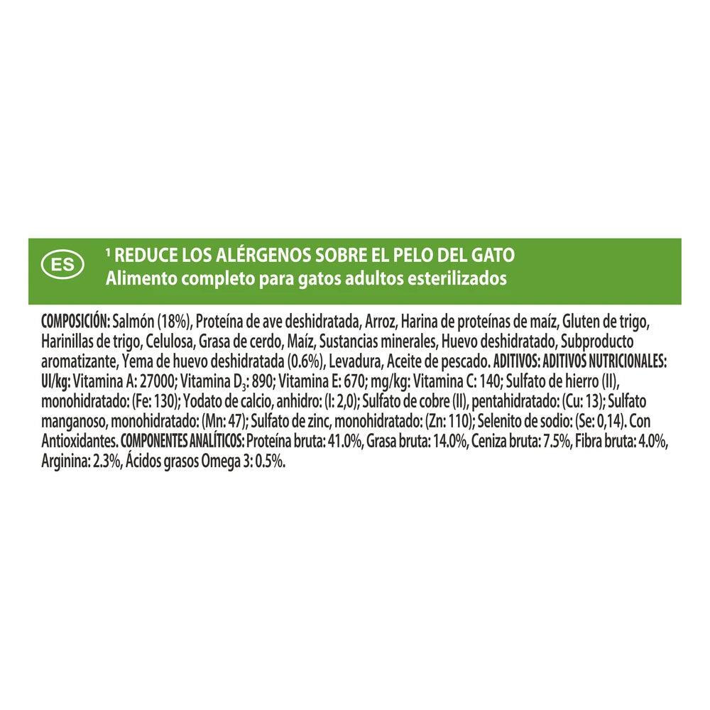 Pro Plan LiveClear Sterilised Adult Salmón Pienso Reduce Alérgenos sobre el Pelo del Gato PRO PLAN Mascotas-Ávila