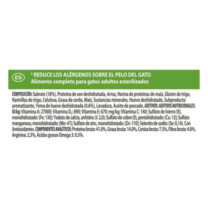 Pro Plan LiveClear Sterilised Adult Salmón Pienso Reduce Alérgenos sobre el Pelo del Gato PRO PLAN Mascotas-Ávila