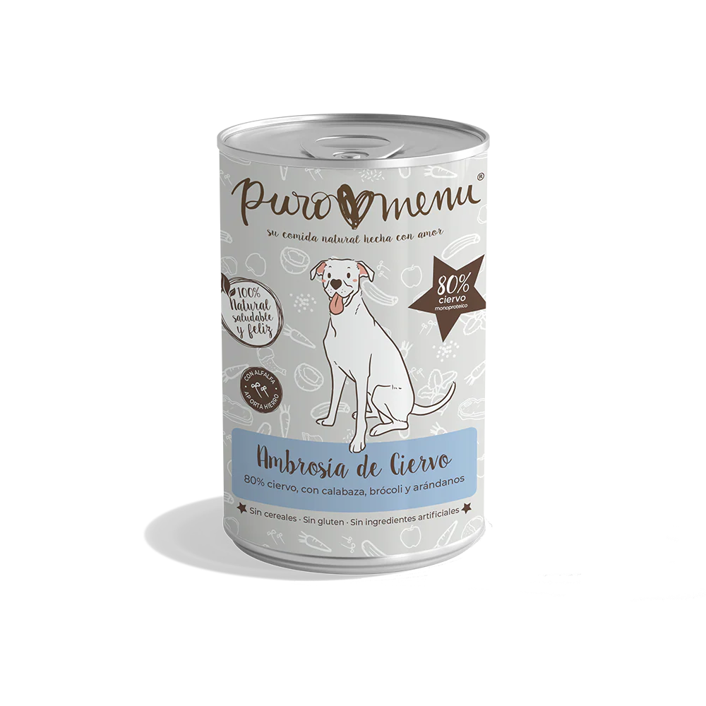 Puro Menú Ambrosía de Ciervo Lata Comida Húmeda para Perros PURO MENÚ Mascotas-Ávila
