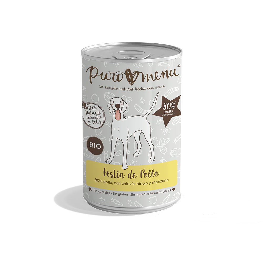 Puro Menú BIO Festín de Pollo Lata Comida Húmeda para Perros PURO MENÚ Mascotas-Ávila