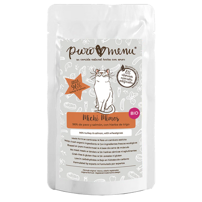 Puro Menú BIO Michi Mimos Comida Húmeda de Pavo y Salmón para Gatos PURO MENÚ Mascotas-Ávila
