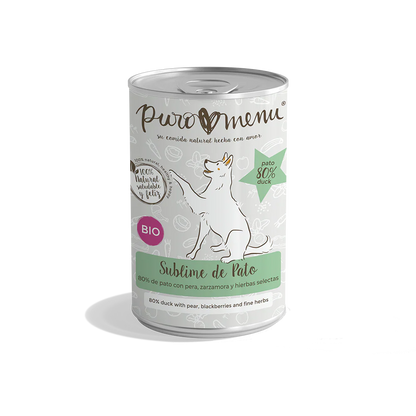 Puro Menú BIO Sublime de Pato Lata Comida Húmeda para Perros PURO MENÚ Mascotas-Ávila