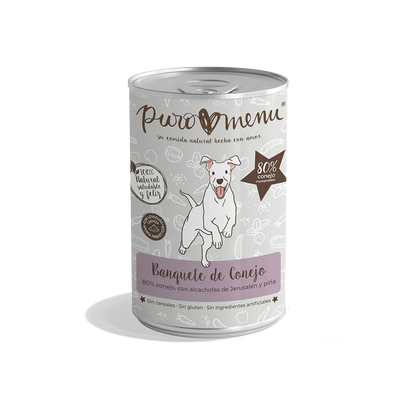 Puro Menú Banquete de Conejo Lata Comida Húmeda para Perros PURO MENÚ Mascotas-Ávila