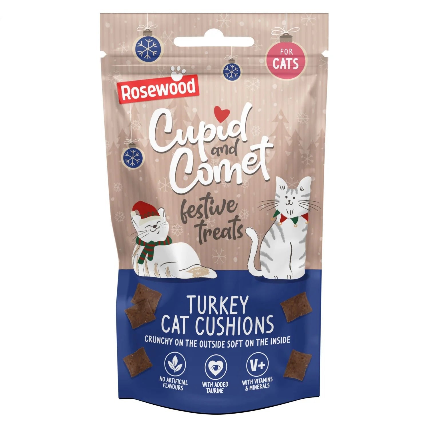 Rosewood Snack Cat Navidad Cushions con Pavo 60 g ROSEWOOD Mascotas-Ávila