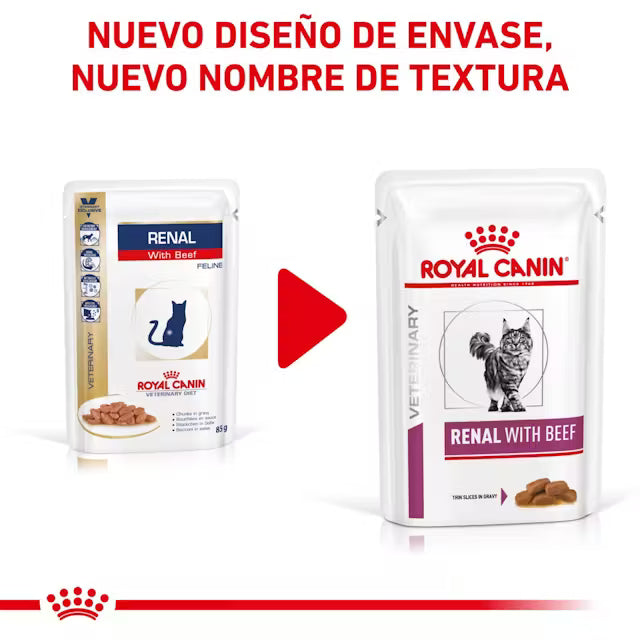 Royal Canin Veterinary Renal con Buey Sobre 85 g Comida Húmeda para Gatos ROYAL CANIN VETERINARY Mascotas-Ávila